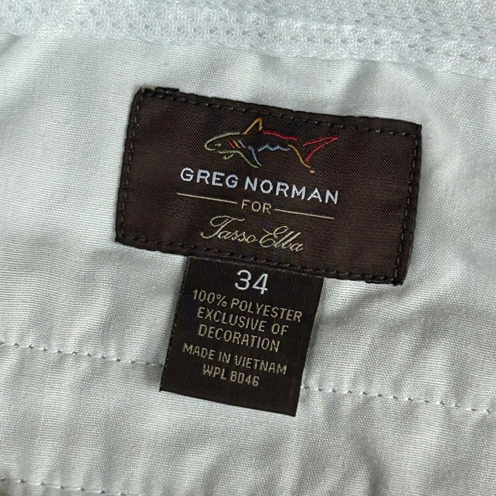 Greg Norman for Tasso Elba Golf Shorts Men 34 Tan Performance Flat Front Khaki - Picture 2 of 10
